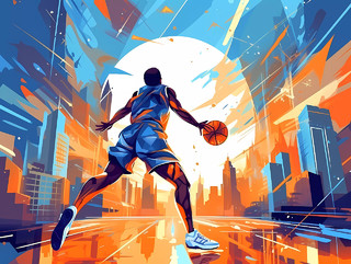 体育教育篮球兴趣班招生卡通人物青少年打篮球场景